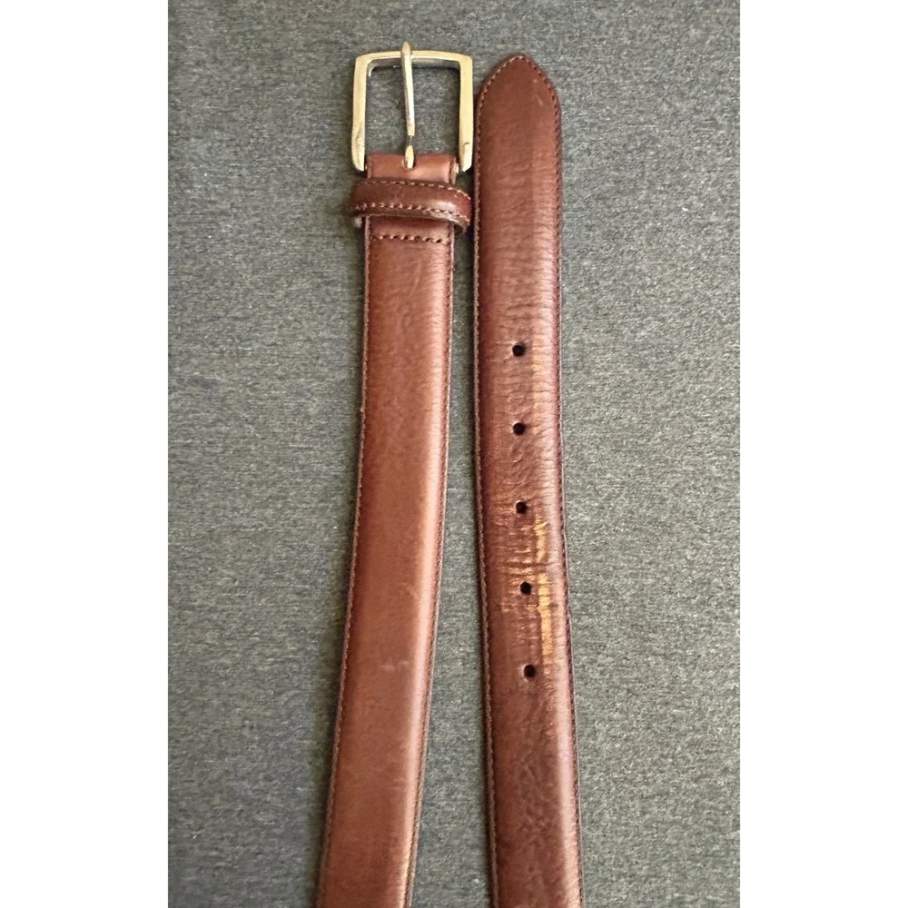 Polo Ralph Lauren Leather Belt Men's Size 38 Brown Made in Italy Silver Buckle